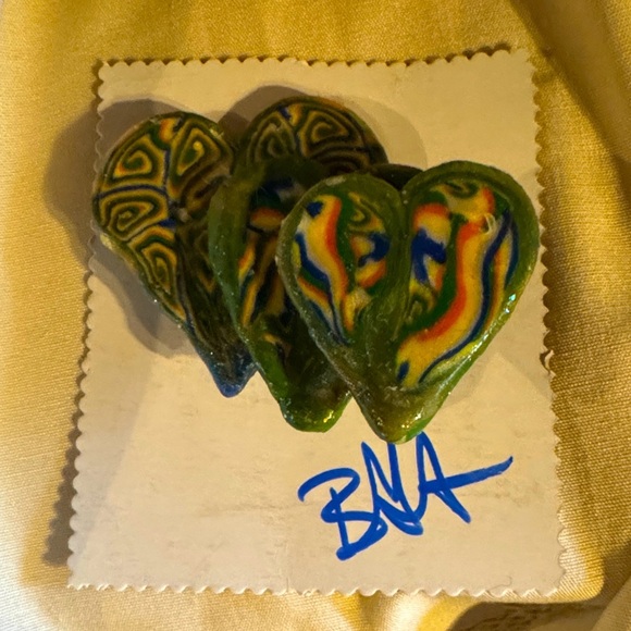 Original Handmade Colorful Heart-Shaped (Triple Hearts) Art Piece - Brooch. - Picture 1 of 2